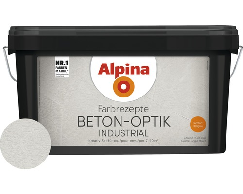 Alpina Effektfarbe Beton-Optik hellgrau 1 l Komplett-Set