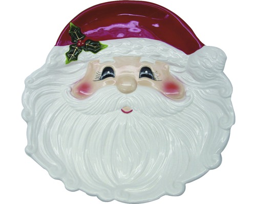 Assiette décorative Père Noël Lafiora 32,5 x 32 cm céramique blanc rouge