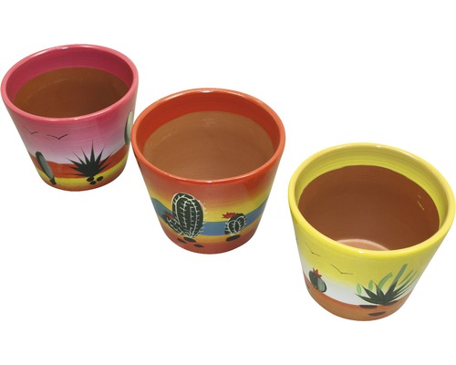 Übertopf Keramik Mexiko H 9.5 cm div. Farben