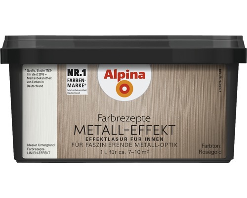 Peinture Alpina effet métal or rose, pot de 1 litre