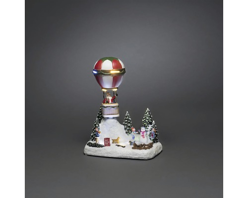 Ballon d’air chaud LED Konstsmide h 24 cm longueur du câble 1,8 m 13 LED couleur d'éclairage multicolore Décoration de Noël avec le Père Noël en montgolfière et paysage d'hiver