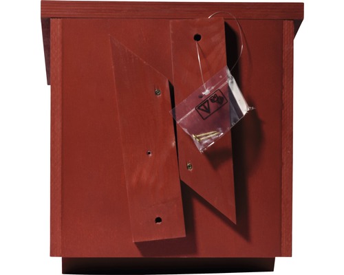 Arrière d''un nichoir en bois avec matériel de fixation