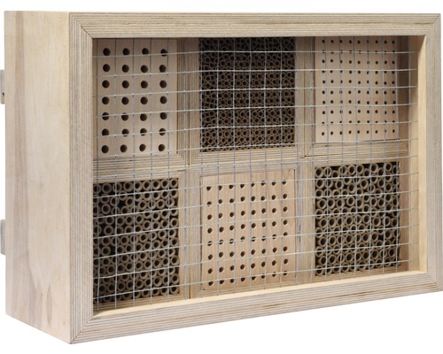 Hôtel à insectes, nichoir professionnel pour abeilles sauvages avec cadre 45x15x31 cm