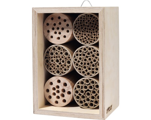 Hôtel à insectes nichoir professionnel pour abeilles sauvages avec 6 blocs 15x12.5x22 cm