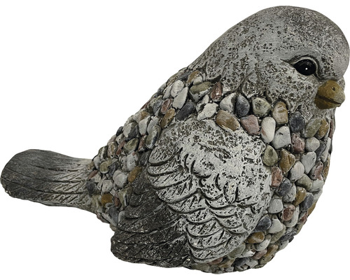 Figurine décorative de jardin Lafiora oiseau en fibre de verre 27,5 x 19,5 x 23 cm gris