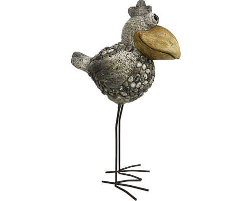 Dekorative Vogel Figur für den Garten aus Stein und Metall