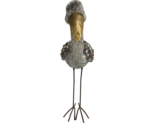 Figurine décorative de jardin Lafiora grue en fibre de verre 34 x 15 x 54 cm gris Figurine décorative de héron pour le jardin ou l''intérieur