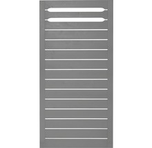 Porte en bois grise avec lamelles horizontales