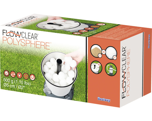 Bestway Flowclear™ Filterbälle Polysphere™ 500 g Verpackung Flowclear Polysphere Poolfilterbälle