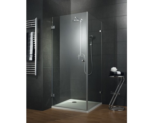 Porte de douche avec paroi latérale SCHULTE Davita 100 cm couleur du profilé - décor de vitre dezent avec verre antitache