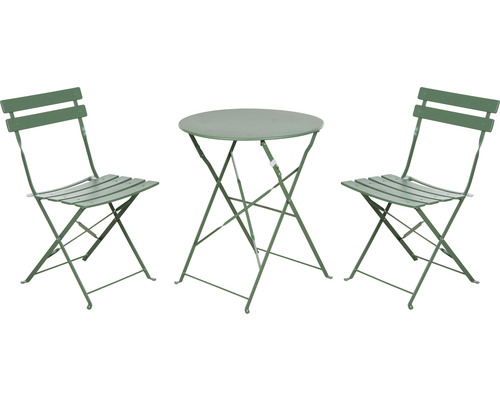 Ensemble de balcon Garden Place Lilli 2 places composé de: table et 2 chaises acier vert