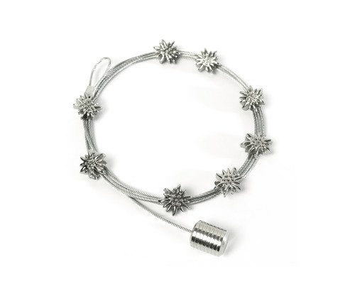 Gardinenhalter aus Draht mit Edelweiss Motiven
