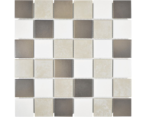 Keramikmosaik CD 218 Quadrat 30.6x30.6 cm mix beigebraun Quadratische Mosaikfliese mit Steindekor