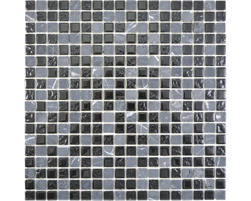 Mosaïque en verre Crystal avec pierre naturelle gris cm M465 30x30 cm gris/noir