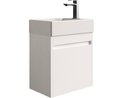 Lavabo d'invités avec meuble bas basano Avellino lxhxp 45x54x28 cm couleur de façade blanc mat