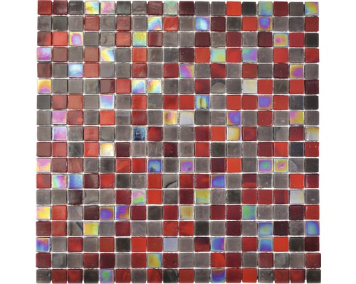 Glasmosaik GM MRY 200 29.5x29.5 cm braun/rot Fliesenmosaik aus Glas in Rot und Grau