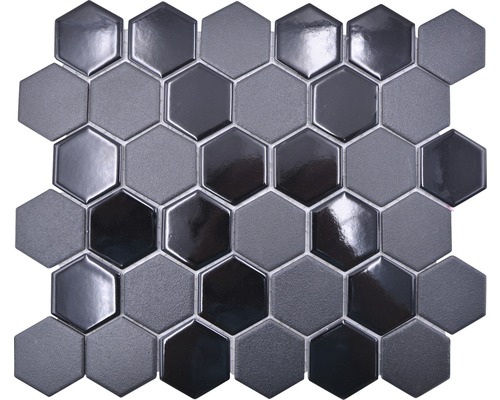 Mosaïque céramique HX 09059 Hexagon 32.5x28.1 cm noir mélangé R10B Mosaïque avec motif hexagonal