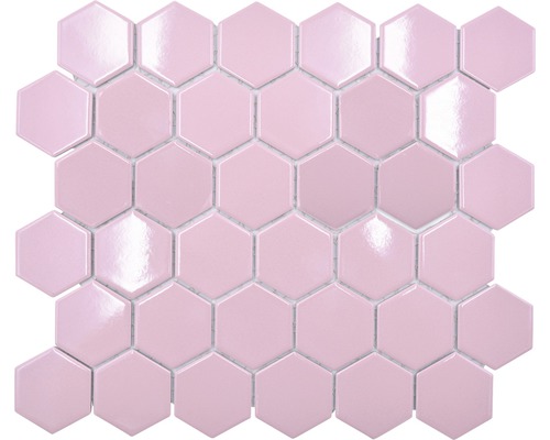 Keramikmosaik Hexagon Uni HX 520 32.5x28.1 cm altrosa glänzend
