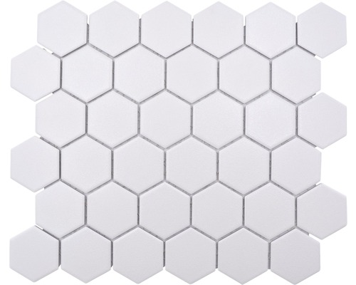 Mosaïque en céramique HX AT51 Hexagon 32,5x28,1 cm uni blanc R10B