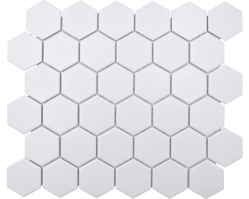 Mosaïque en céramique HX AT51 Hexagon 32,5x28,1 cm uni blanc R10B Mosaïque de forme hexagonale