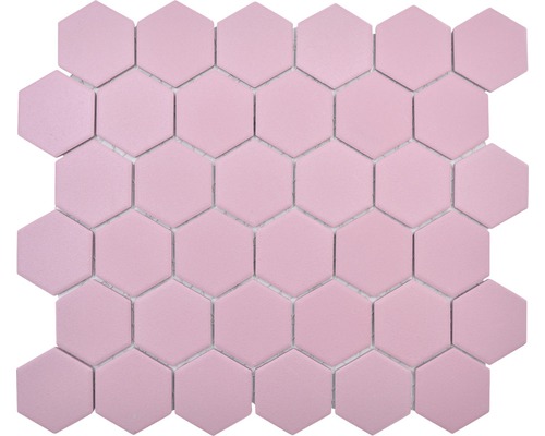 Mosaïque en céramique Hexagon Uni HX AT52 32.5x28.1 cm vieux rose R10B