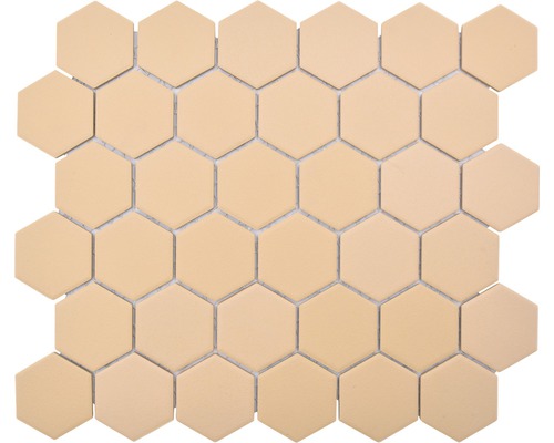 Mosaïque en céramique Hexagon Uni HX AT57 32.5x28.1 cm orange ocre R10B