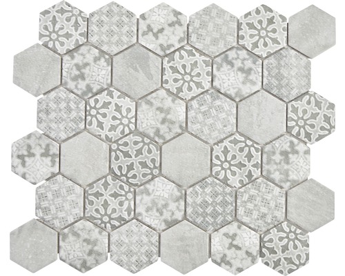 Keramikmosaik HX Curio G Hexagon curio 32.5x28.1 cm grau