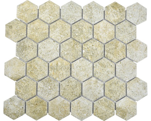 Mosaïque en céramique HX Curio GB Hexagon 32,5x28,1 cm beige Carreaux de mosaïque en pierre naturelle de forme hexagonale