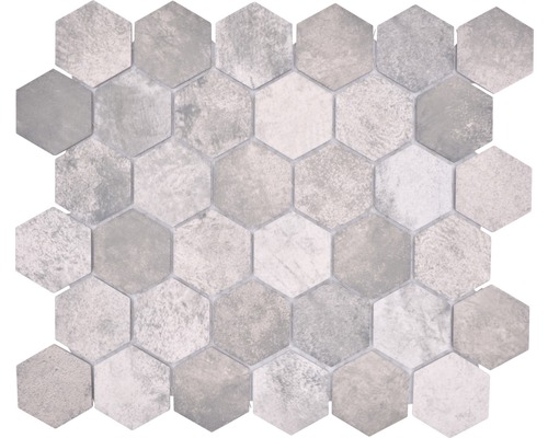 Mosaïque en céramique HX Curio ZDG Hexagon 32,5x28,1 cm gris Carreaux de mosaïque hexagonaux pour mur et sol