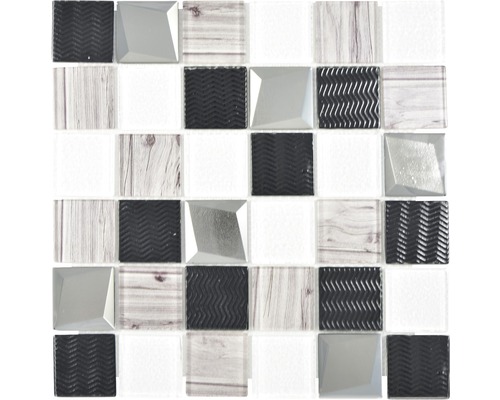 Mosaïque en verre XCM Coast 29,8x29,8 cm argent Mosaïque avec différents motifs
