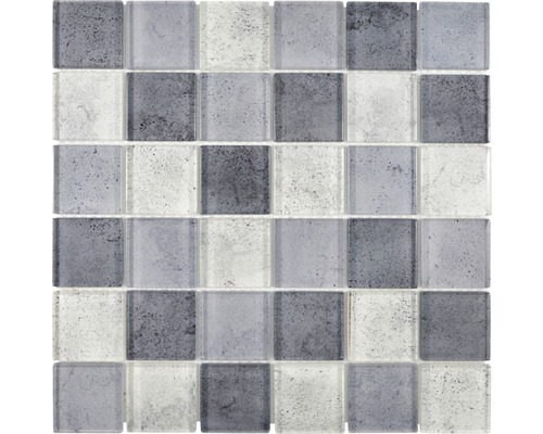 Mosaïque en verre XCM Moon24 29,8x29,8 cm gris Mosaïque en verre avec éléments carrés