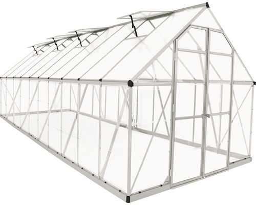 Serre avec fenêtres de toit et porte