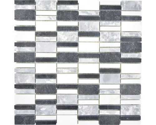 Mosaïque en pierre naturelle XNM BC449 30x30 cm noir/blanc/gris