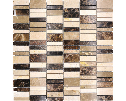 Natursteinmosaik XNM BC459 30x30 cm beige/braun Mosaikfliese aus Marmor