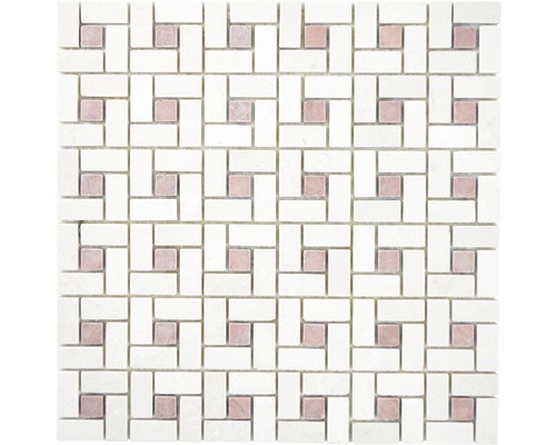 Natursteinmosaik XNM BS27 30.5x30.5 cm beige/rot