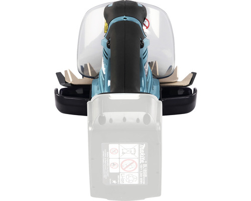 Cisailles à gazon Makita avec batterie en vue détaillée