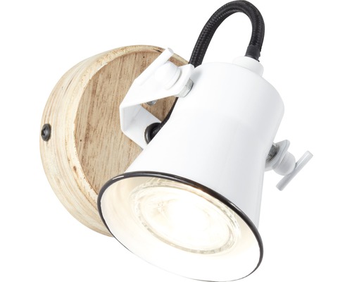 Wandleuchte aus Holz und Metall