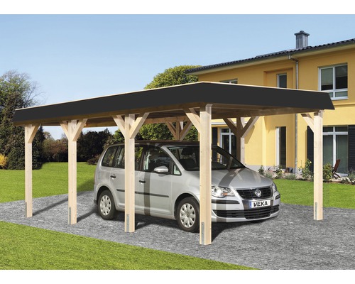 Carport simple weka à toit plat 615 taille1 337x639 cm nature