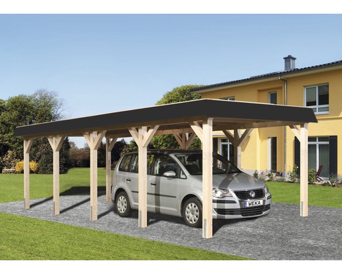 Carport simple weka à toit plat 615 taille2 337x832 cm nature