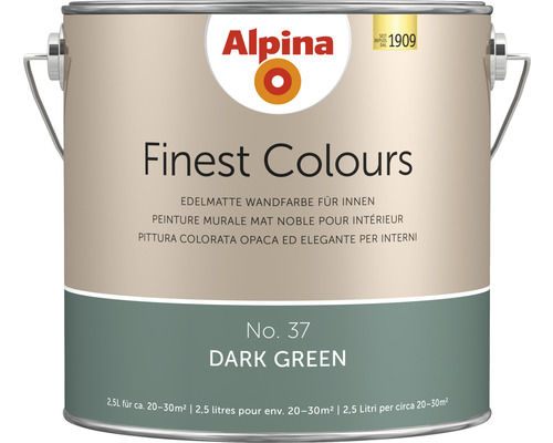 Alpina Finest Colours konservierungsmittelfrei dark green 2,5 L Alpina Finest Colours Innenfarbe, edelmatt, Dark Green, 2.5 Liter Dose
