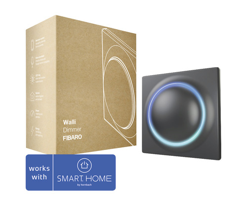 Fibaro Dimmer Walli mit Repeaterfunktion bestehender Beleuchtung schwarz - Kompatibel mit SMART HOME by hornbach