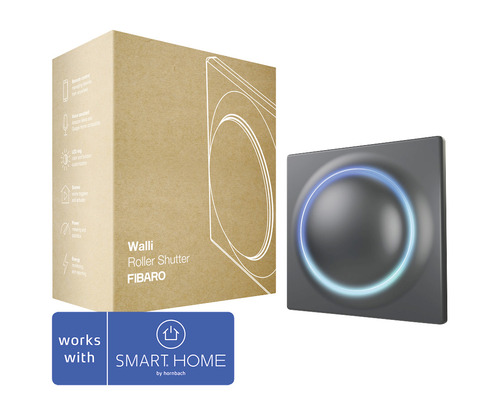 Fibaro Unterputzmodul Walli Roller Shutter mit Repeaterfunktion zur Steuerung von Rollläden, Jalousien, Markisen Szenensteuerung - Kompatibel mit SMART HOME by hornbach Walli Rollladenschalter von Fibaro mit Smart Home by Hornbach Logo