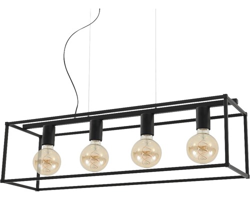 Schwarze Pendelleuchte mit vier Leuchtmitteln im Industriedesign Schwarze Pendelleuchte mit vier Leuchtmitteln im Industriedesign