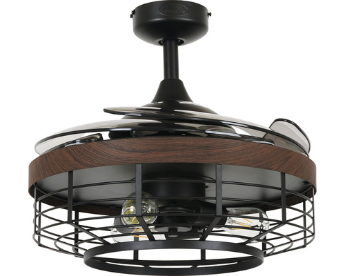 Ventilateur de plafond avec éclairage Montclair LED BLK Ø 122 cm 60 W métal noir Ventilateur de plafond avec lampe et panier métallique