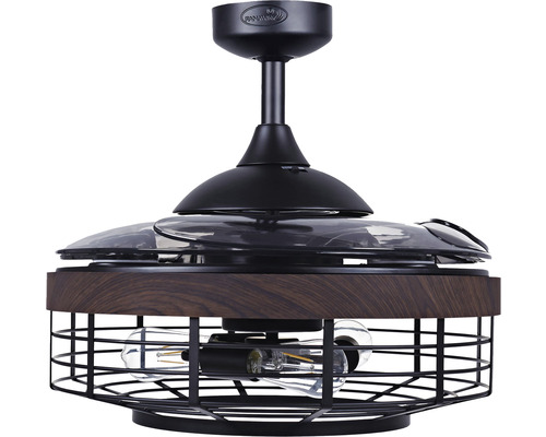 Deckenventilator mit Lampen und Käfigoptik