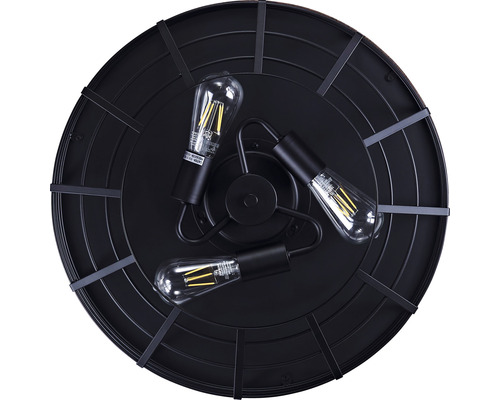 Schwarze Deckenleuchte mit drei Leuchtmitteln