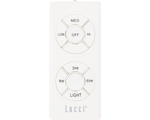 Lucci Fernbedienung mit Tasten zur Steuerung von Licht und Gebläse