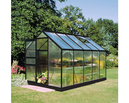 Gewächshaus Halls Popular 106 Polycarbonat 4 mm 193 x 319 cm schwarz Gewächshaus Halls Popular 106 Polycarbonat 4 mm 193 x 319 cm schwarz