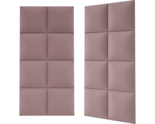 Zwei gepolsterte Wandpaneele mit quadratischem Muster