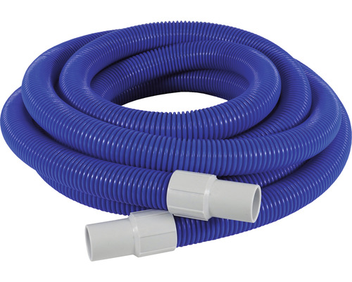 Blauer Schwimmbadschlauch mit weißen Anschlüssen